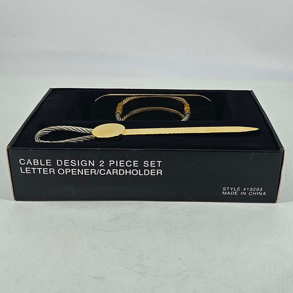 2 pc set of gold silver cable design letter opener & Holder Metal desk organizer - Picture 3 of 3